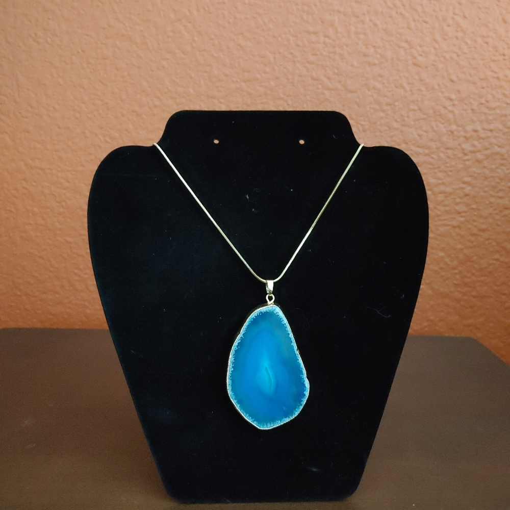 Necklace Geode blue